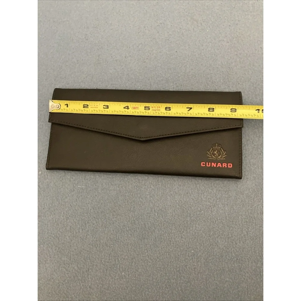 Cunard Shipping Black Faux Leather Travel Wallet Organizer for Tickets, Cash ETC